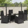  Kert étkező szett párnával 5 pcs Fekete polirattan