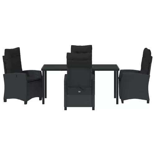  Kert étkező szett párnával 5 pcs Fekete polirattan