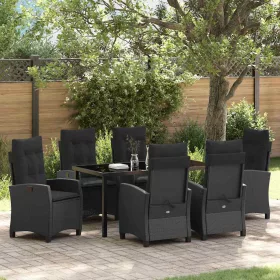  Kert étkező szett párnával 7 pcs Fekete polirattan