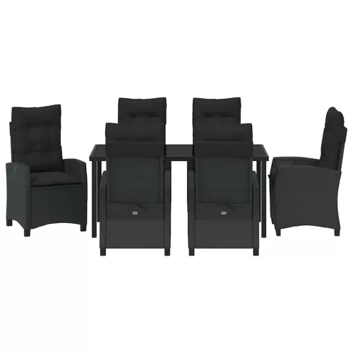  Kert étkező szett párnával 7 pcs Fekete polirattan