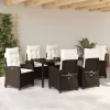  Kert étkező szett párnával 7 pcs Barna polirattan
