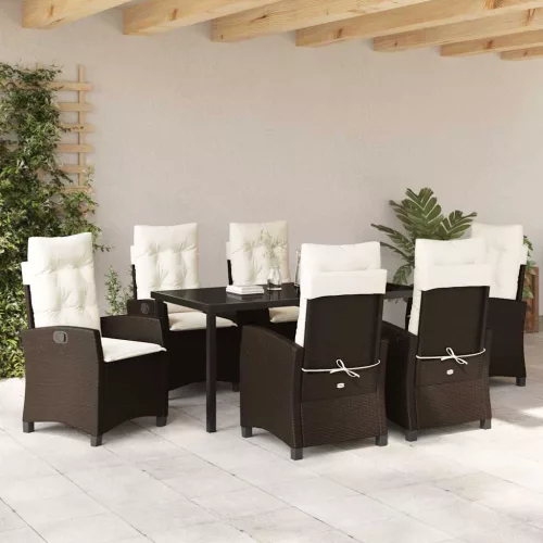  Kert étkező szett párnával 7 pcs Barna polirattan