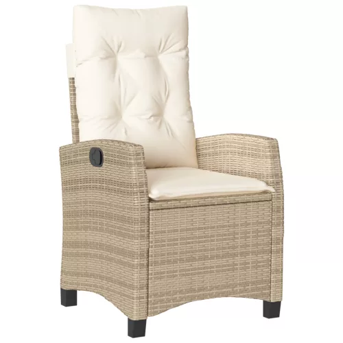  5 Részes Kerti Étkező Szett Párnákkal Bézs Poly Rattanból.