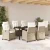  Kert étkező szett párnával 7 pcs Bézs polirattan