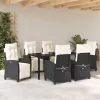  Kert étkező szett párnával 7 pcs Fekete polirattan