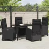  Kert étkező szett párnával 5 pcs Fekete polirattan