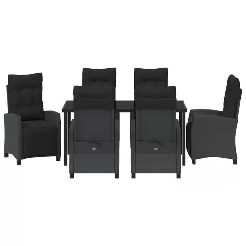  Kert étkező szett párnával 7 pcs Fekete polirattan