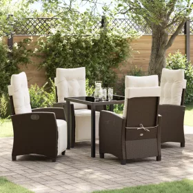  5 Darabos Kerti Étkező Készlet Barna Poli Rattan