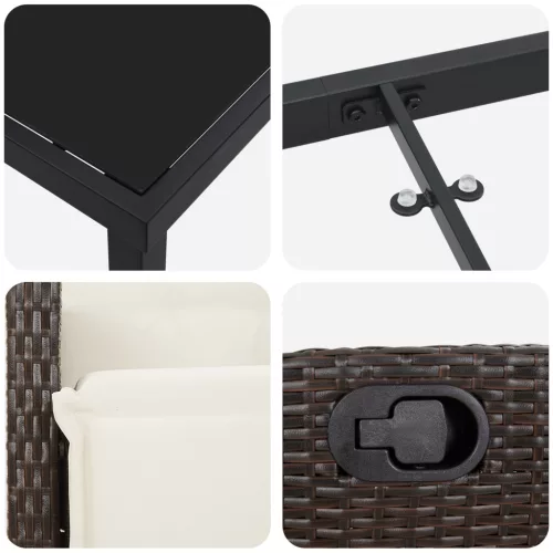  5 Darabos Kerti Étkező Készlet Barna Poli Rattan