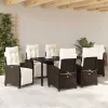  Kert étkező szett párnával 7 pcs Barna polirattan