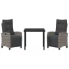  3 darabos Kerti Étkezős Készlet Szürke Poli Rattan