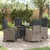  5 részes kert étkező szett, szürke poli rattan