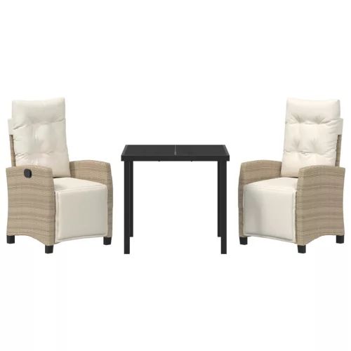  3 darabos kertészeti étkezőszett bézs poli rattan