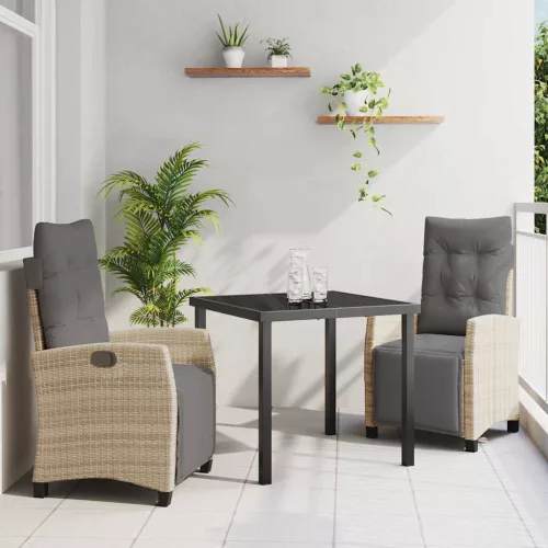  Kert étkező szett 3 pcs Bézs polirattan
