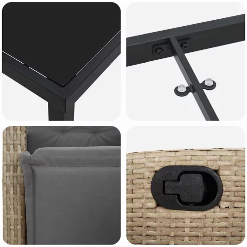 Kert étkező szett 3 pcs Bézs polirattan
