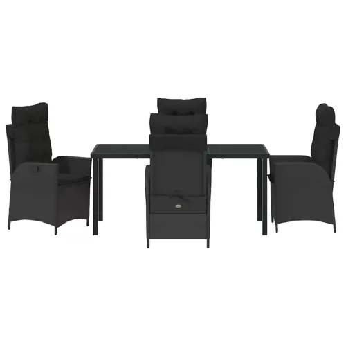  Kert étkező szett párnával 5 pcs Fekete polirattan