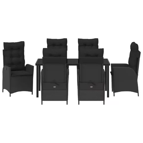  Kert étkező szett párnával 7 pcs Fekete polirattan