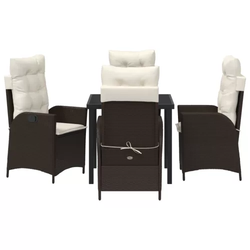  5 darabos kertidining szett párnákkal barna poli rattan