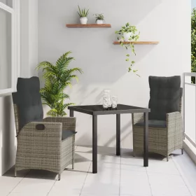    3 db-os kertiben étkező készlet párnákkal Szürke poli rattán