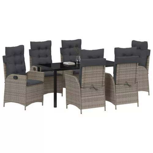  Kert étkező szett párnával 7 pcs Szürke polirattan