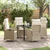  5 Darabos Kerti Étkezőszett Párnákkal Bézs Poly Rattan