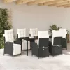  Kert étkező szett párnával 7 pcs Fekete polirattan