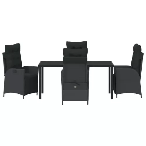  Kert étkező szett párnával 5 pcs Fekete polirattan