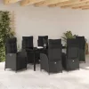  Kert étkező szett párnával 7 pcs Fekete polirattan