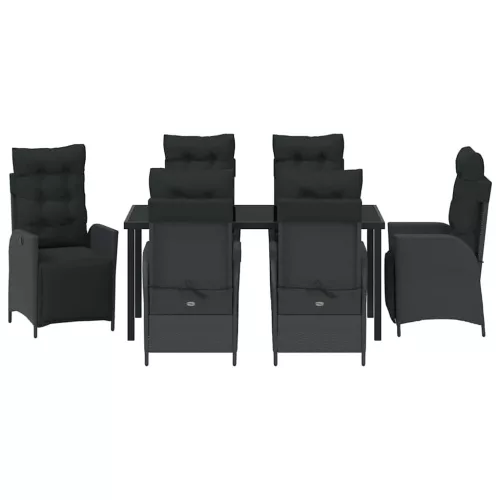  Kert étkező szett párnával 7 pcs Fekete polirattan