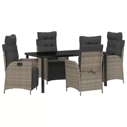  Kert étkező szett párnával 5 pcs Szürke polirattan