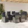  Kert étkező szett párnával 7 pcs Szürke polirattan
