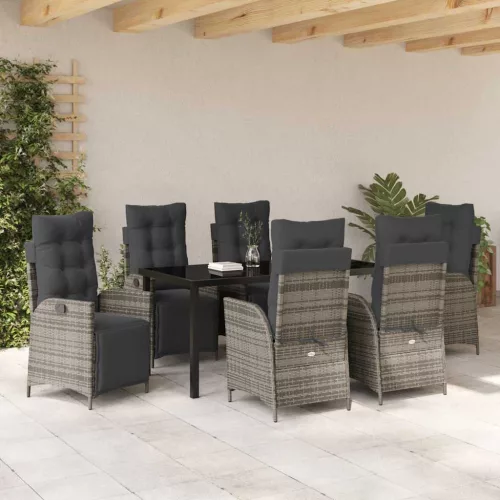  Kert étkező szett párnával 7 pcs Szürke polirattan