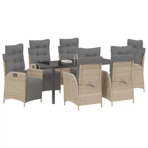 Kert étkező szett párnával 7 pcs Bézs polirattan