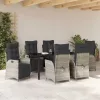  Kert étkező szett párnával 7 pcs Világosszürke polirattan