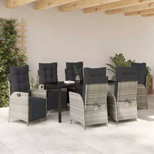  Kert étkező szett párnával 7 pcs Világosszürke polirattan