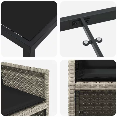  Kert étkező szett 5 pcs Világosszürke polirattan