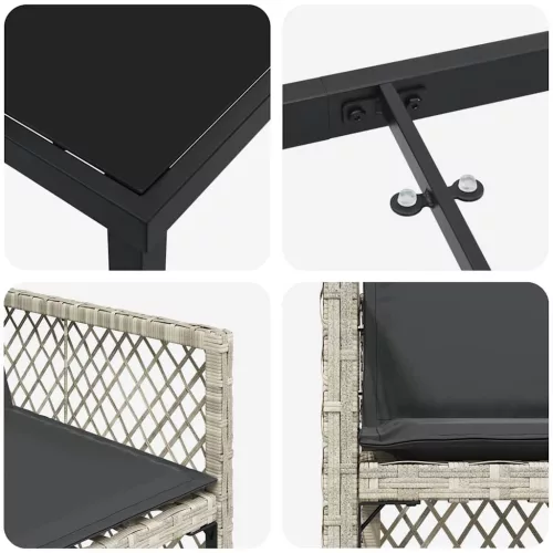 Kert étkező szett 5 pcs Világosszürke polirattan