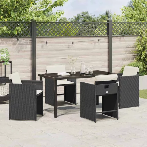  Kert étkező szett 5 pcs Fekete polirattan