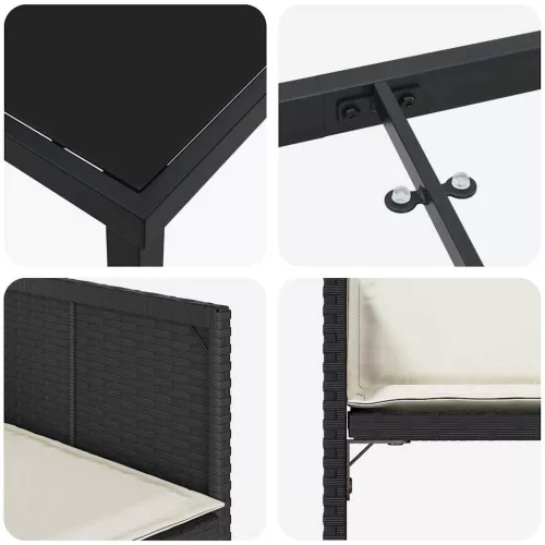  Kert étkező szett 5 pcs Fekete polirattan