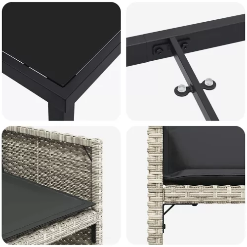  Kert étkező szett 5 pcs Világosszürke polirattan