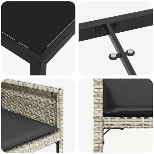  Kert étkező szett 5 pcs Világosszürke polirattan