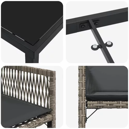  Kert étkező szett 5 pcs Szürke polirattan