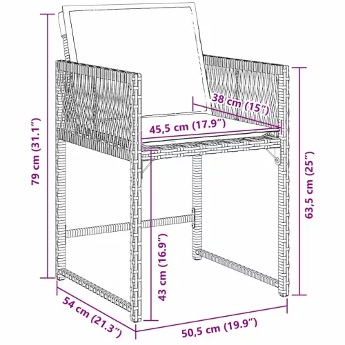  Kert étkező szett 5 pcs Szürke polirattan