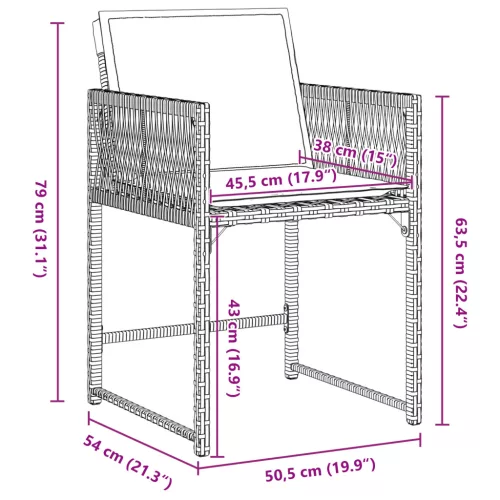  5 részes kerti étkező szett párnákkal bézs poli rattan
