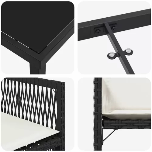  Kert étkező szett 5 pcs Fekete polirattan