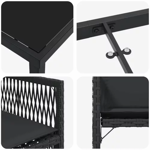  Kert étkező szett 5 pcs Fekete polirattan