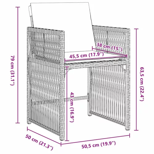 Kert étkező szett 5 pcs Fekete polirattan