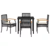 5 részes kerti étkező szett párnákkal fekete polirattan
