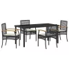  Kert étkező szett párnával 5 pcs Fekete Rattan