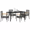  Kert étkező szett párnával 5 pcs Fekete Rattan